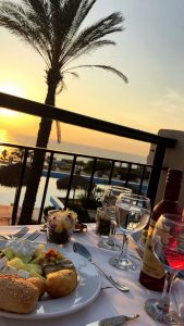 Sonnenuntergang vom Restaurant am Kyllini Strand