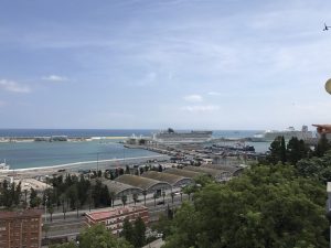 Blick über Hafen Barcelona