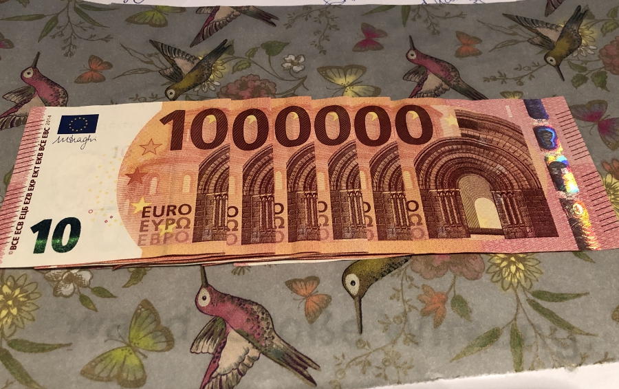 Geldgeschenk im Rahmen 1 Million Euro – bee in flipflops