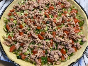 Belag Thunfisch Tomaten Quiche mit Quarkteig